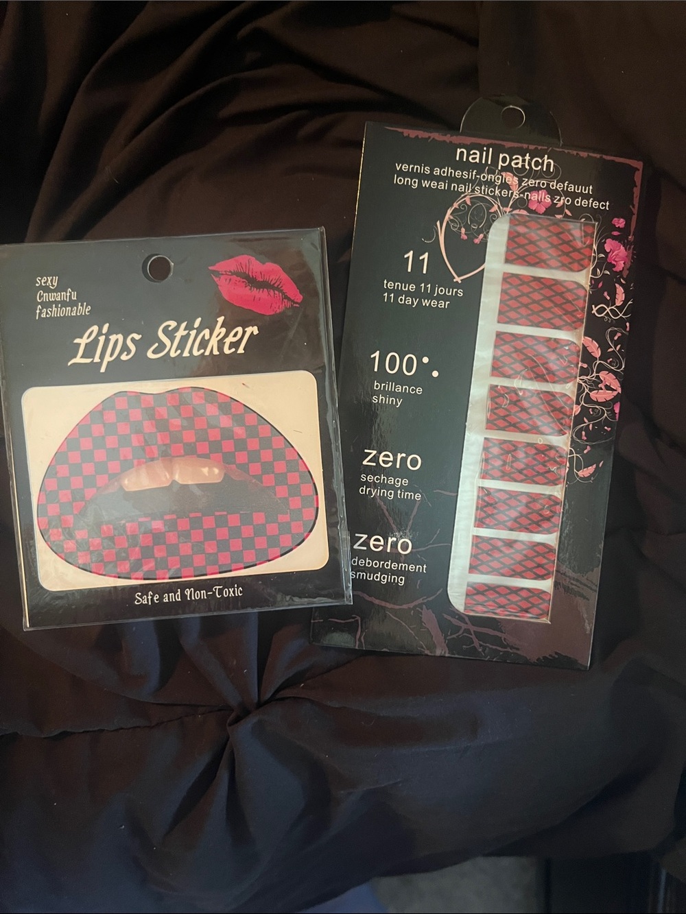 Lip tattoo and nail sticker